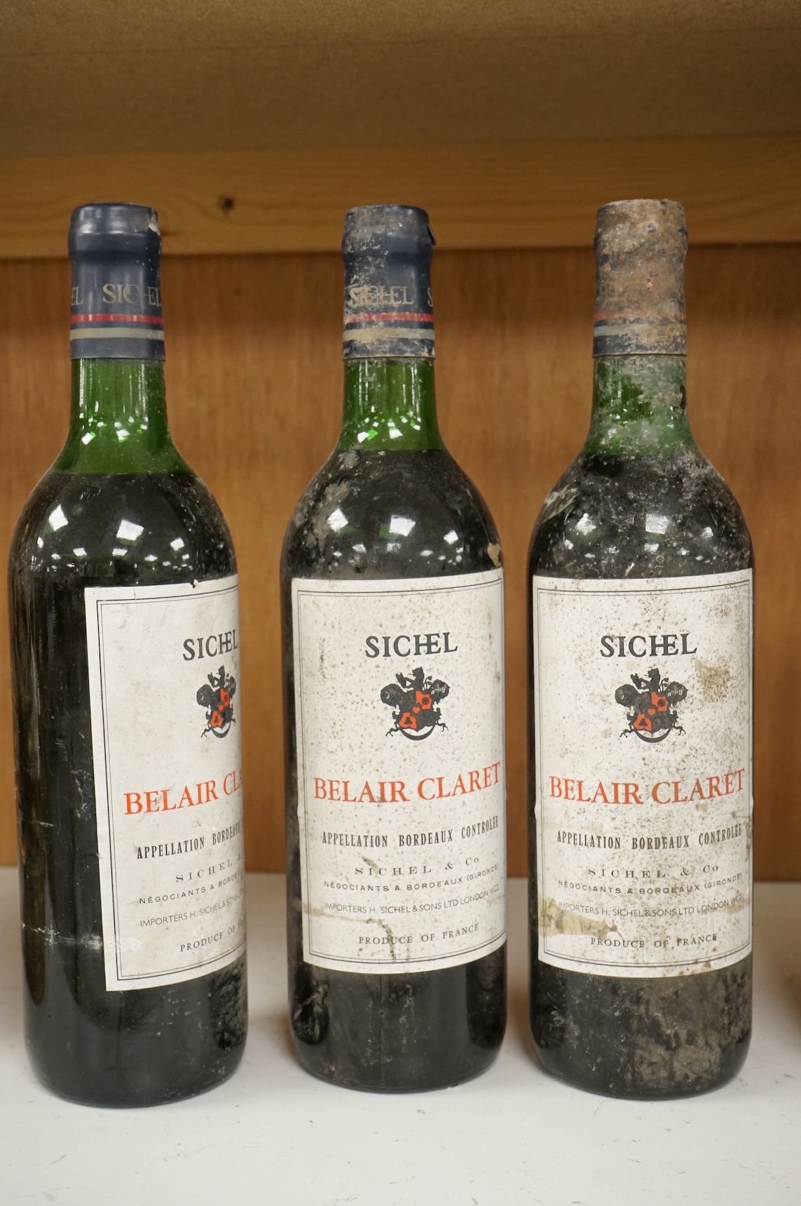 Six bottles of Sichel Belair Claret